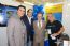 Fl�vio Monteiro, diretor Comercial da Rede Blue Tree, presidida pelo executivo M�rio Lucio Oliveira, recebem Jos� dos Anjos, presidente da Trend, com o apoio de Angela Batista, anfitri� do estande, durante o 11� Workshop Trend, em 2009.